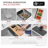 STYLISH 36 Undermount 36" Double-bowl Workstation Kitchen Sink S-636W