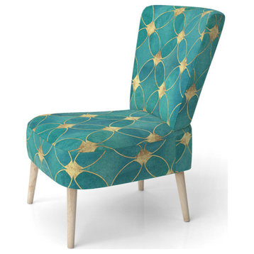 Turquoise and Gold Glitter Chair, Side Chair