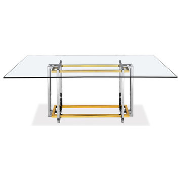 Elin Dining Table, Polished Gold and Chrome Mixed