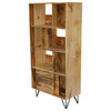 Industrial Design Wooden Bookshelf/Display Cabinet, Natural Brown and Black