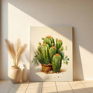 A Collection of Cacti - Illustration Pencil Drawing - Digital Artwork Biophilic