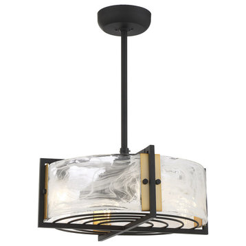 Hayward 4 Light 12 in. Indoor Ceiling Fan, Matte Black with Warm Brass Accents