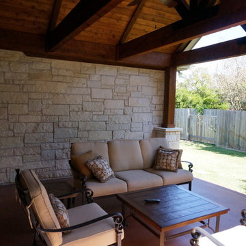 Round Rock, TX, Covered Patio with Cozy Corner Fireplace