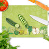 "Fruits and Vegetables In Green Glass Cutting Board, Large"