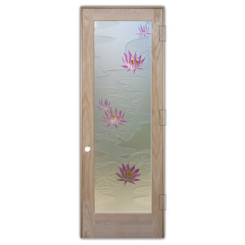 Interior Prehung Door or Interior Slab Door - Lily Pads & Lotus - Oak - 30"...