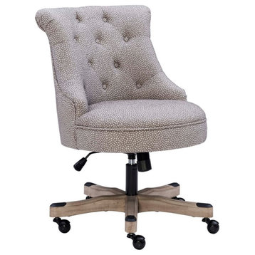 Linon Sinclair Wood Upholstered Office Chair in Light Gray
