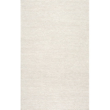 nuLOOM Braided Wool Hand Woven Chunky Cable Rug, Off White, 10'x14'