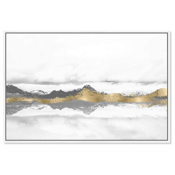 Elegant Wall Art, Framed Design With Beautiful Mountain Painting, White and Gold