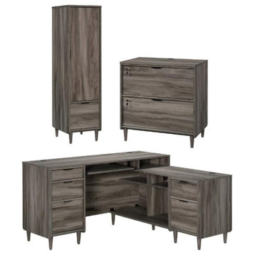 Home Square 3-Piece Set with Desk Lateral File Cabinet & Cabinet with File