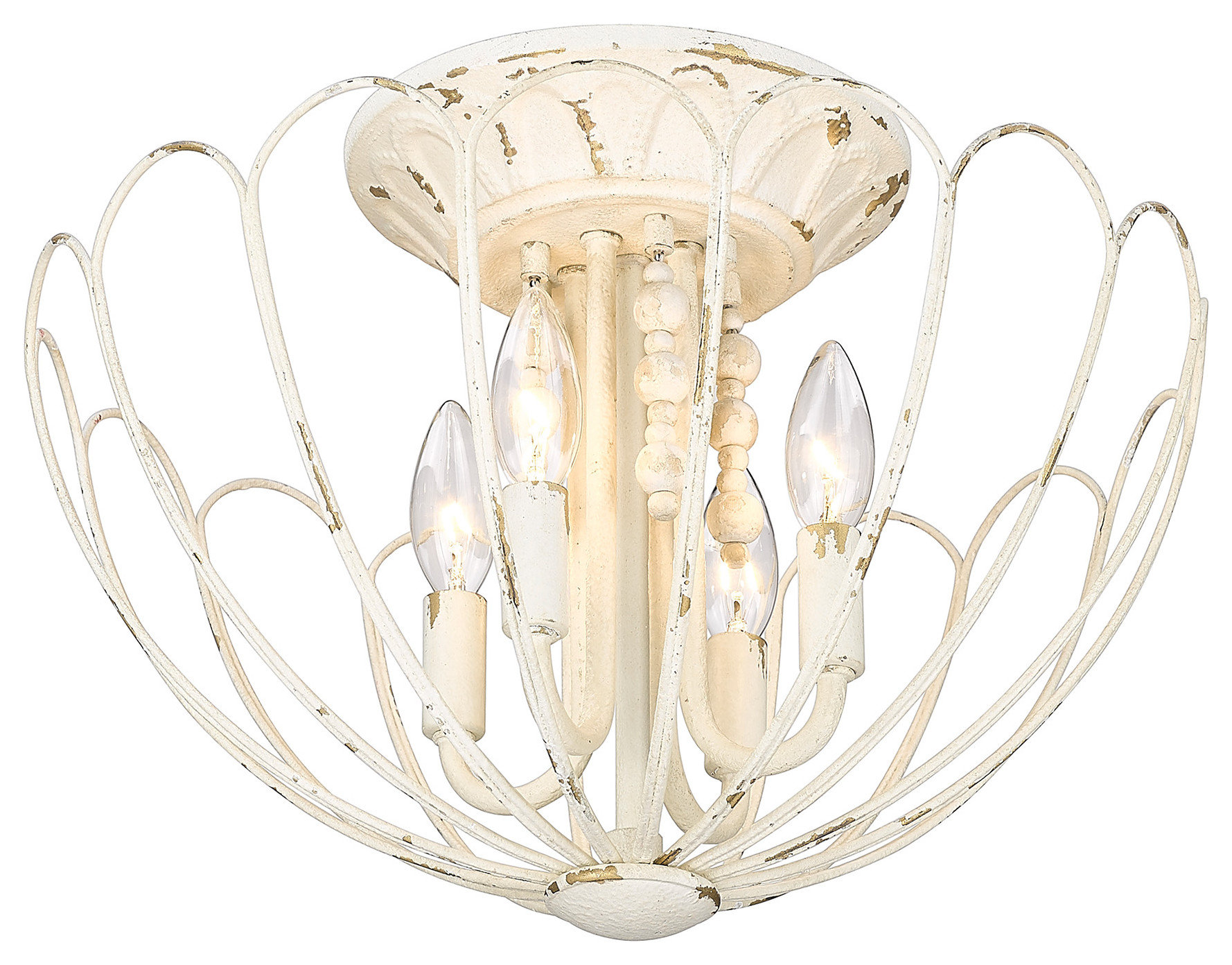 Golden Lighting Marguerite 4 Light Semi-Flush, Vintage Parisian White ...