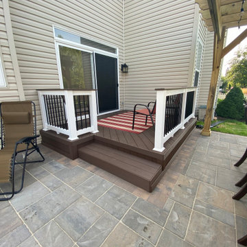 TimberTech Rustic Elm Deck, Belgard Patio, Wood Pergola in North Aurora, IL