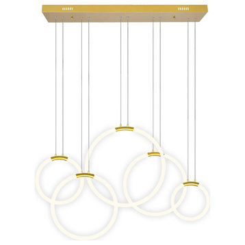 Hoops 5 Light LED Chandelier with Satin Gold finish