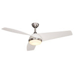 Vaxcel - Odell 52" Ceiling Fan Brushed Nickel and Matte White - Contemporary interior spaces are smartly adorned with the simple beauty of the Odell ceiling fan. Sleek, clean lines blend with an understated frosted integrated LED light source. The trendy matte white and brushed nickel finish give this collection broad appeal. High design aesthetic makes the Odell ceiling fan a most welcomed addition.