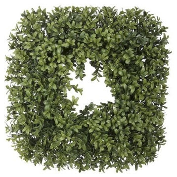 Artificial 14" Boxwood Square Wreath, Set of 2