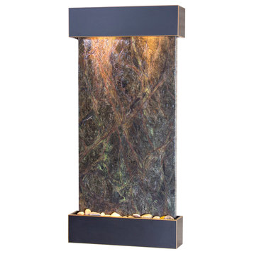 Whispering Creek Water Feature, Green Marble, Blackened Copper