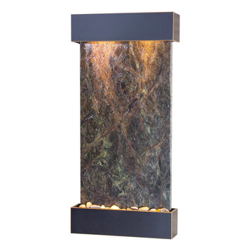 Whispering Creek Water Feature, Green Marble, Blackened Copper