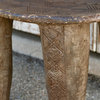 African Geometric Motif Senufo Side Table