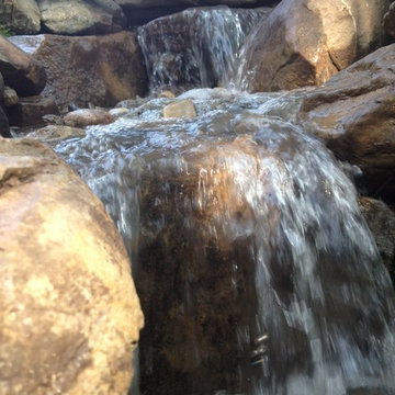 Pondless Waterfall, Natural Stone Steps, and Boulder Retaining Wall