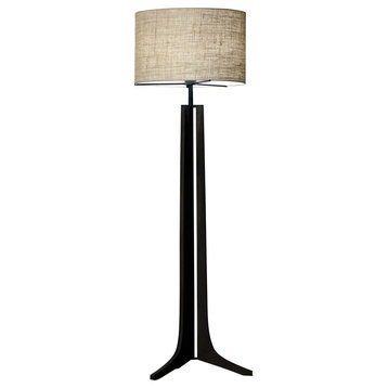 Forma - LED Floor Lamp - Burlap Shade, Dark Walnut, Black Anodized Aluminum
