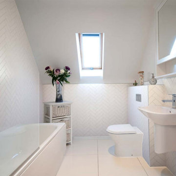Herringbone White Bathroom
