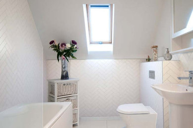 Herringbone White Bathroom