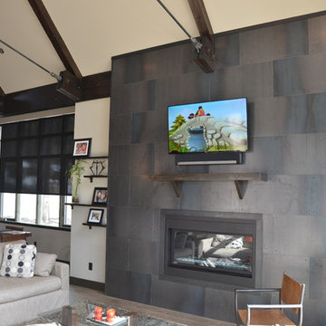 Contemporary Living Room and Fireplace Breck