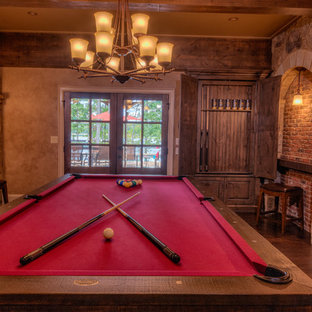 Inspiration for a large rustic basement in Atlanta.