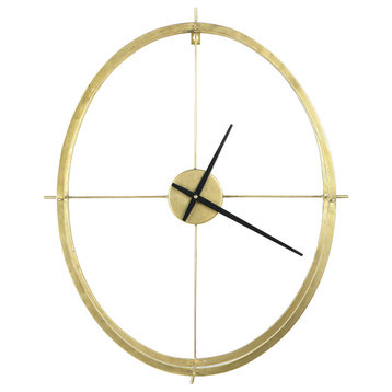 Double Frame Round Clock, Gold