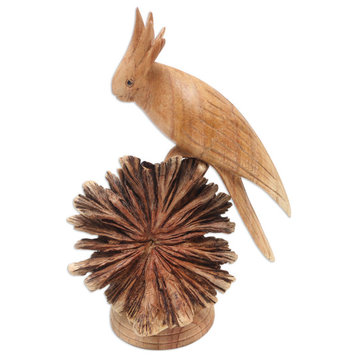 Novica Handmade Single Cockatoo Wood Statuette