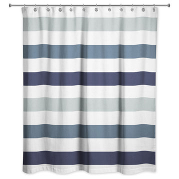 Blue Chunky Stripes 71x74 Shower Curtain