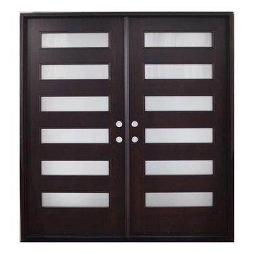 Modern Wood Front Entry Door 30"x30"x80", Righthand Inswing