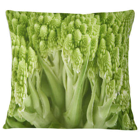 Fresh Green Romanesco Florets Floral Throw Pillow, 18"x18"