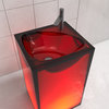 33.5"H Stone Resin Pedestal Freestanding Bathroom Sink, Red With Faucet Hole
