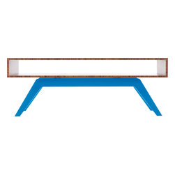 Eastvold Furniture - Elko Coffee Table, Bamboo, Blue Base - Coffee Tables