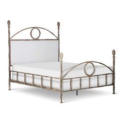 Corsican - Upholstered Four Post Twiggy Bed, Taupe, Twin - Panel Beds