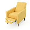 Mason Mid-Century Modern Button Tufted Fabric Recliner, Fabric/Muted Yellow, Single Chair