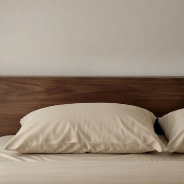 Natural Teak Wood Headboard – Modern Platform Bed