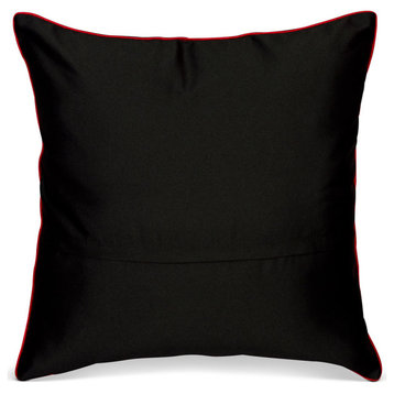 Chinese Longevity Design Throw Pillow, Black and Red