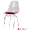 Diamond Side Chair, Grey, Turquoise Seat Pad, White Powder Coated