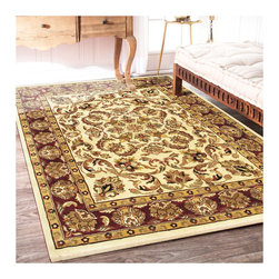 Ashford Agra Ivory Red wool Rug 11801 - Area Rugs