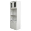 Goblin Kitchen Storage Pantry Microwave Cabinet, Adjustable Shelves, White Wood