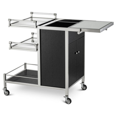 Stainless Steel and Black Oak Trolley | Eichholtz Eiffel