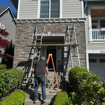 Full Stone Veneer Facade Installation – Custom Front Entry