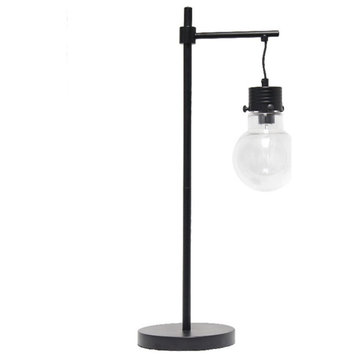 Elegant Designs Hanging Lightbulb Metal Table Lamp Black