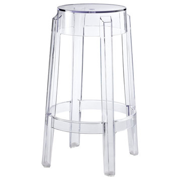 Modern Contemporary Dining Kitchen Counter Stool Clear Smoke
