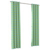 Green and Teal Waves Grommet Outdoor Curtain, Single Panel