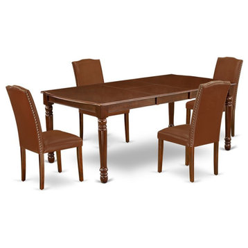 East West Furniture Dover 5-piece Wood Dining Set in Mahogany/Brown
