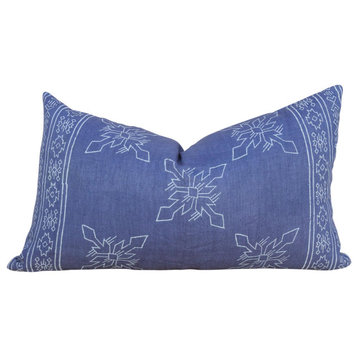 Blue Itzcali Aztec Block Print Pillow