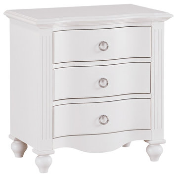 Lexicon Meghan 3 Dovetail Drawers Traditional Wood Night Stand in White