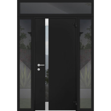 Exterior Entry Front Steel Door /Cynex 6777 Black/12+36+12x80+16 Right Outswing